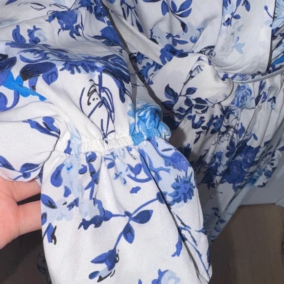 SHEIN Blue Floral Long Sleeve Dress - Picture 4 of 15